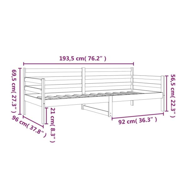 Tagesbett ohne Matratze Weiß 90x190 cm Massivholz Kiefer