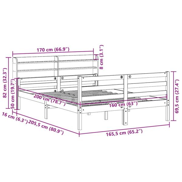 Bettgestell mit Kopfteil ohne Matratze 160x200 cm