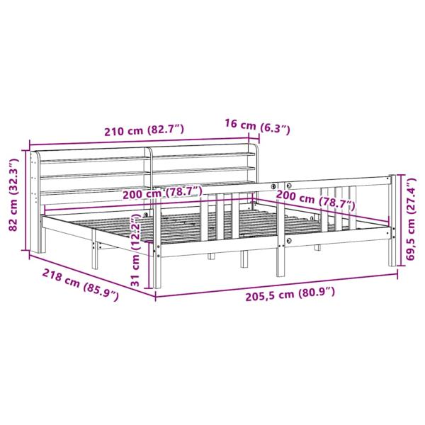 Bettgestell mit Kopfteil ohne Matratze 200x200 cm