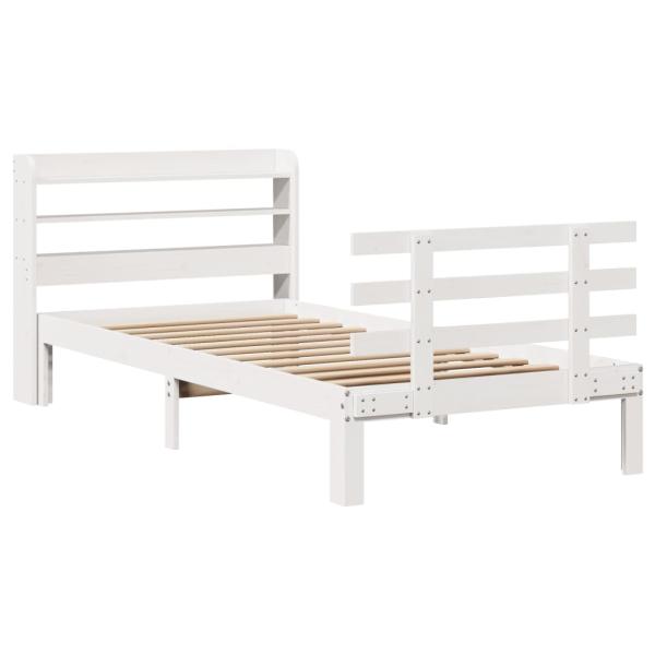 Bettgestell mit Kopfteil ohne Matratze Weiß 90x200 cm