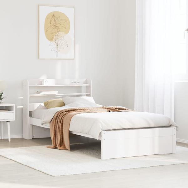 ARDEBO.de - Bettgestell mit Kopfteil ohne Matratze Weiß 90x190 cm