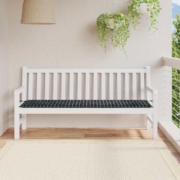 ARDEBO.de - Gartenbank-Auflage Schwarz Karomuster 180x50x4 cm Oxford-Gewebe