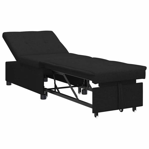 Schlafsofa 3-in-1 Ausziehdesign Schwarzer Stoff