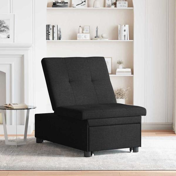 Schlafsofa 3-in-1 Ausziehdesign Schwarzer Stoff