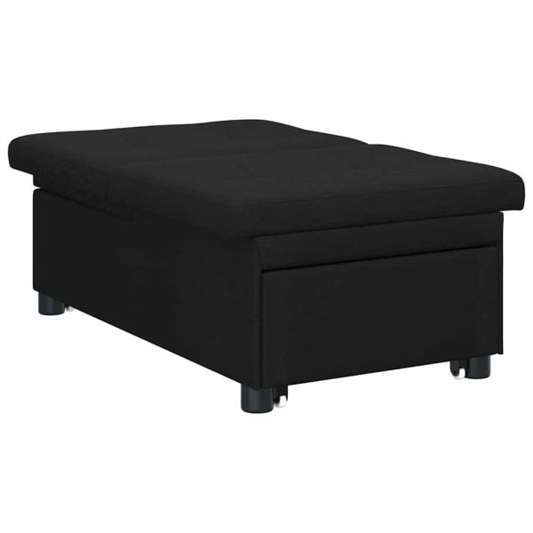 Schlafsofa 3-in-1 Ausziehdesign Schwarzer Stoff