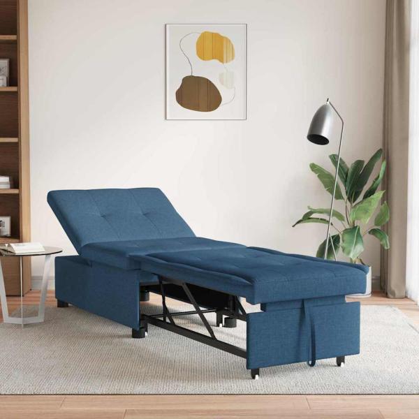 ARDEBO.de - Schlafsofa 3-in-1 Ausziehbares Design Blau Stoff