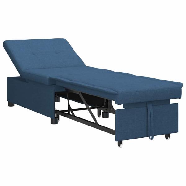 Schlafsofa 3-in-1 Ausziehbares Design Blau Stoff
