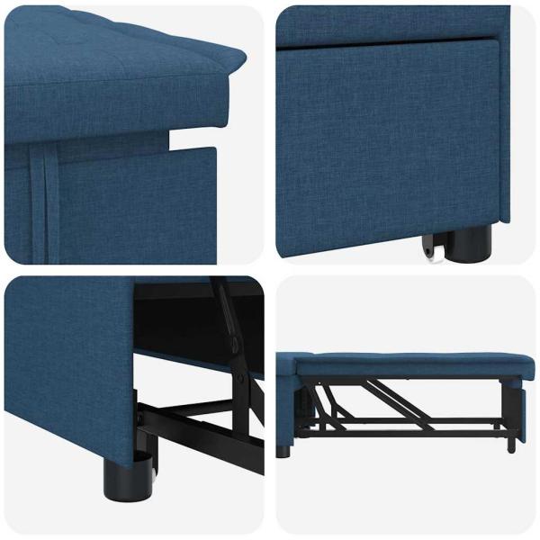 Schlafsofa 3-in-1 Ausziehbares Design Blau Stoff