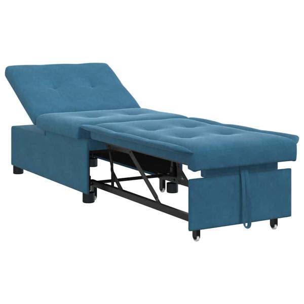 Schlafsofa 3-in-1 Ausziehbares Design Blau Samt