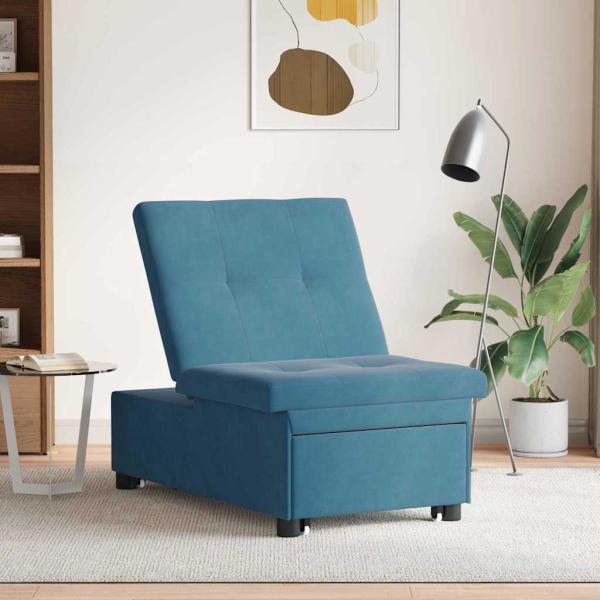 Schlafsofa 3-in-1 Ausziehbares Design Blau Samt