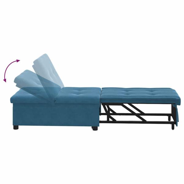 Schlafsofa 3-in-1 Ausziehbares Design Blau Samt