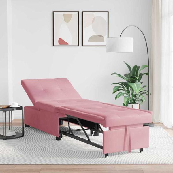 ARDEBO.de - Sofa Bett 3-in-1 Ausziehbares Design Rosa Velours