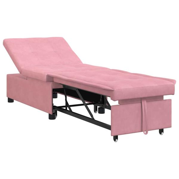 Sofa Bett 3-in-1 Ausziehbares Design Rosa Velours
