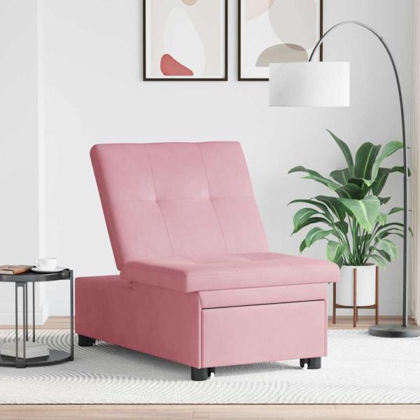 Sofa Bett 3-in-1 Ausziehbares Design Rosa Velours
