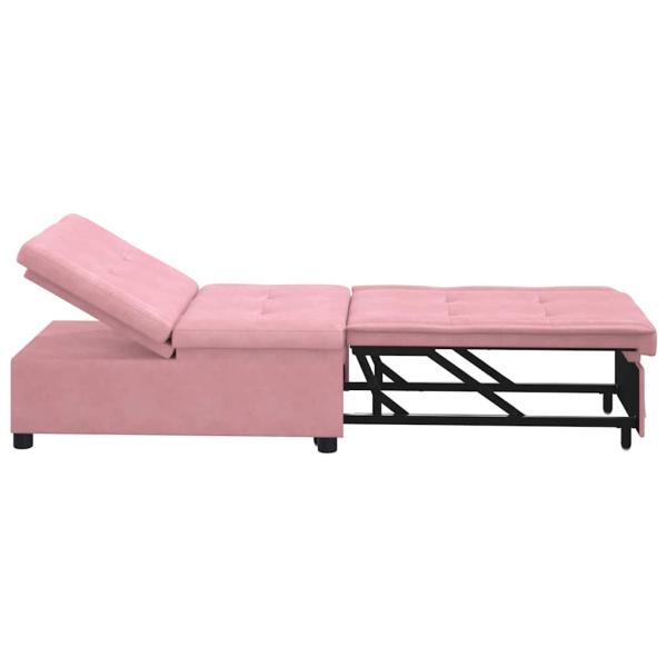Sofa Bett 3-in-1 Ausziehbares Design Rosa Velours