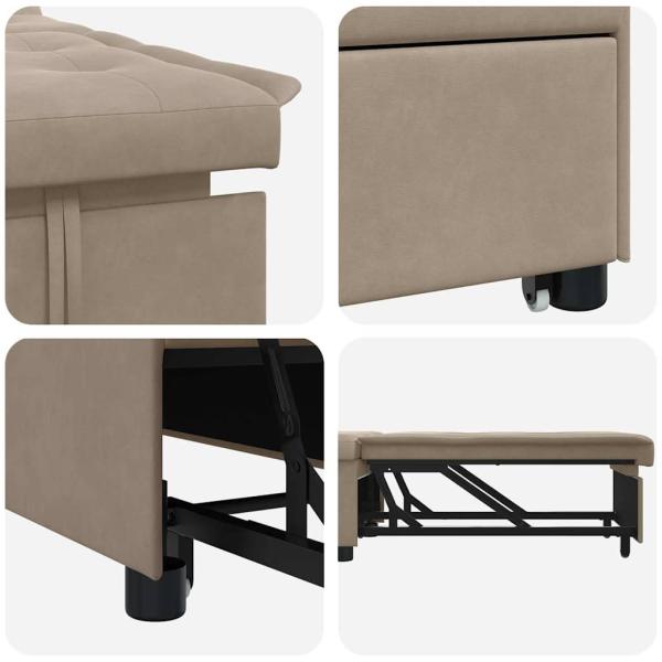 Schlafsofa 3-in-1 Ausziehbares Design Taupe Stoff
