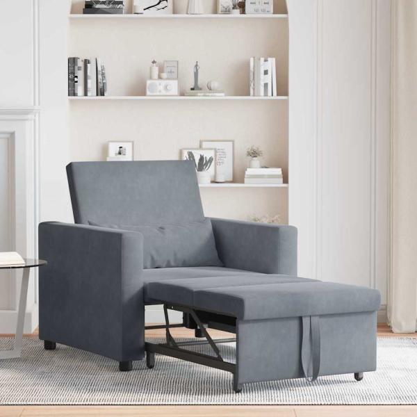 3-in-1 Schlafsofa Dunkelgrau Samt