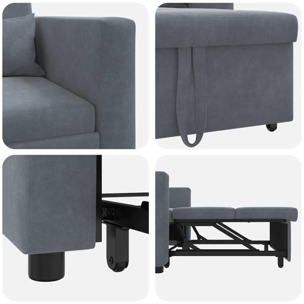 3-in-1 Schlafsofa Dunkelgrau Samt
