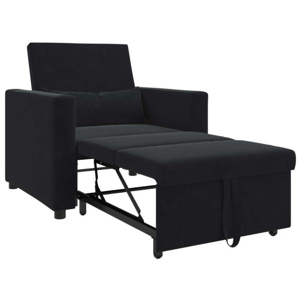 3-in-1 Einzelsofa-Bett wandelbar schwarzes Velvet