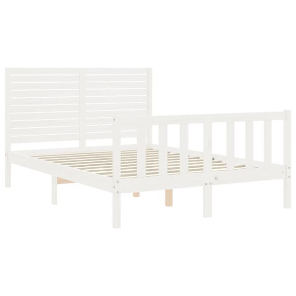 Massivholzbett ohne Matratze Weiß 140x190 cm Kiefernholz