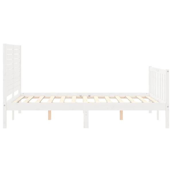 Massivholzbett ohne Matratze Weiß 140x190 cm Kiefernholz