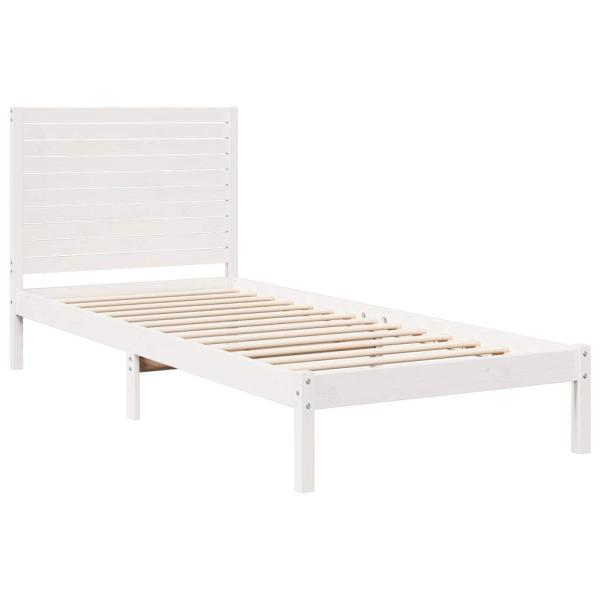 Massivholzbett Extra Lang ohne Matratze Weiß 90x210 cm