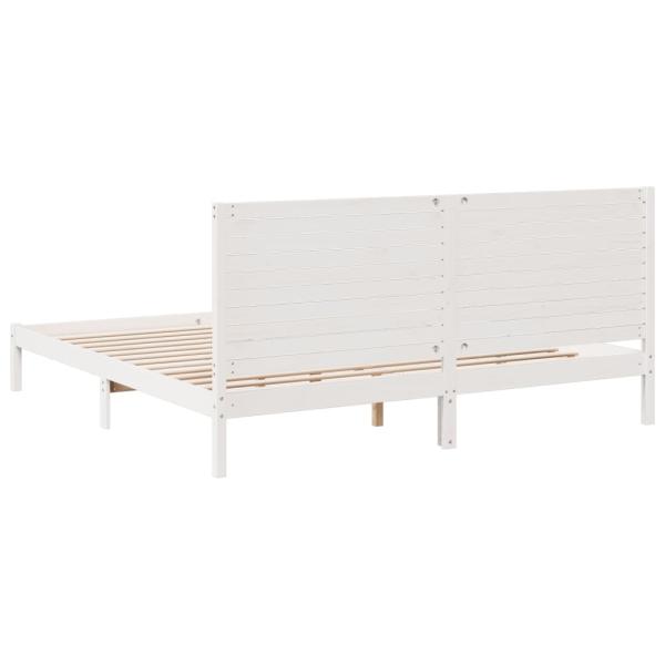 Massivholzbett Extra Lang ohne Matratze Weiß 180x220 cm