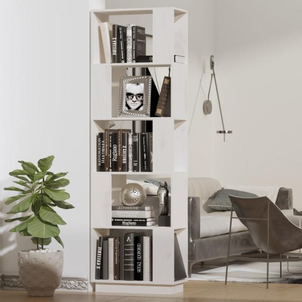 ARDEBO.de - Bücherregal/Raumteiler Weiß 51x25x163,5 cm Massivholz Kiefer