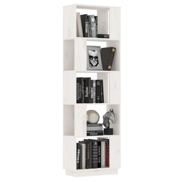 Bücherregal/Raumteiler Weiß 51x25x163,5 cm Massivholz Kiefer