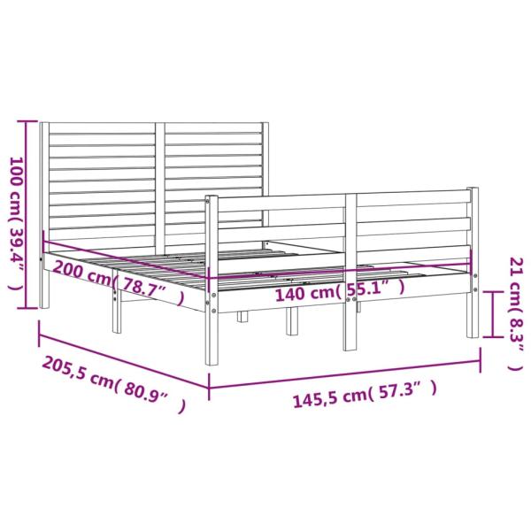 Massivholzbett mit Kopfteil Weiß 140x200 cm