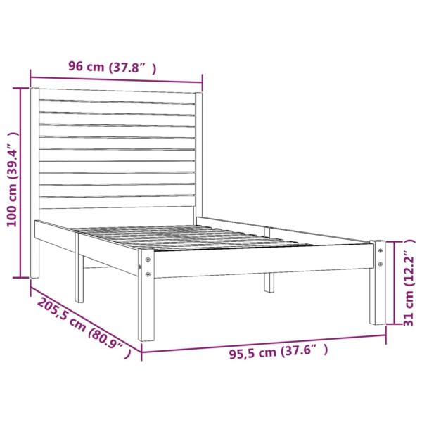 Massivholzbett Weiß 90x200 cm