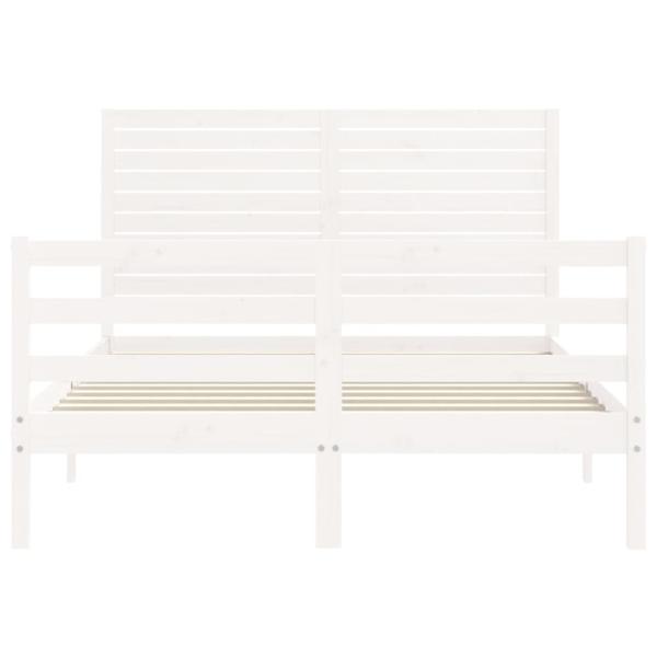 Massivholzbett mit Kopfteil Weiß 140x190 cm