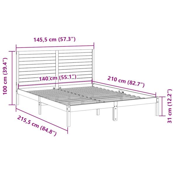 Massivholzbett Extra Lang ohne Matratze Weiß 140x210 cm
