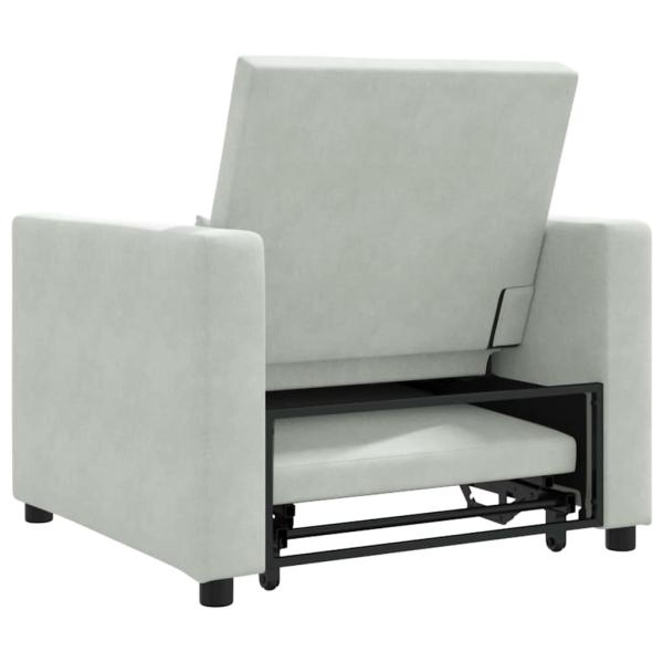 3-in-1 Einzel Schlafsofa wandelbar Hellgrau Samt