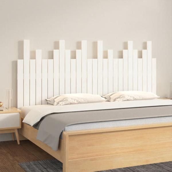 ARDEBO.de - Wand-Kopfteil Weiß 166x3x80 cm Massivholz Kiefer