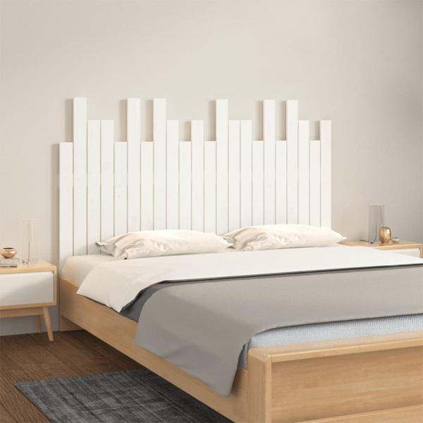 ARDEBO.de - Wand-Kopfteil Weiß 140x3x80 cm Massivholz Kiefer