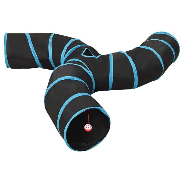 ARDEBO.de - Katzentunnel 3-Wege Schwarz und Blau 25 cm Polyester