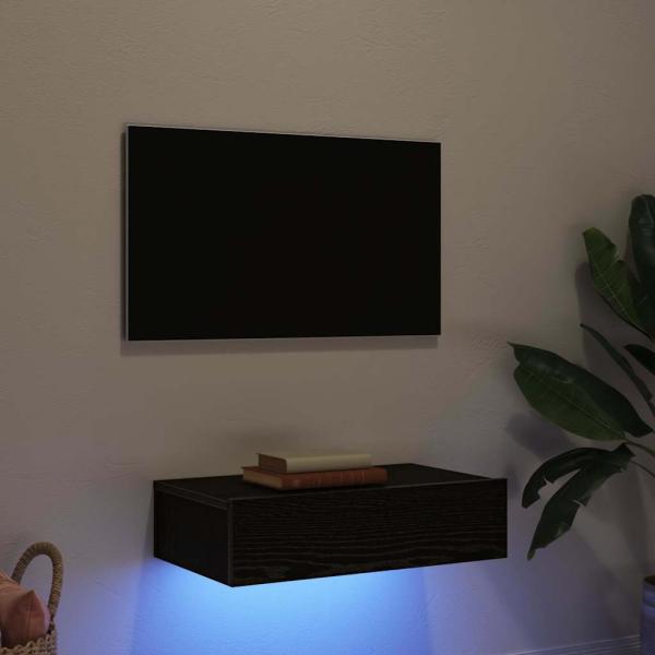 ARDEBO.de - TV-Schrank mit LED-Leuchten Schwarze Eiche 60 x 35 x 15,5 cm