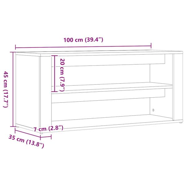 Schuhbank Schwarze Eiche 100 x 35 x 45 cm Holzwerkstoff