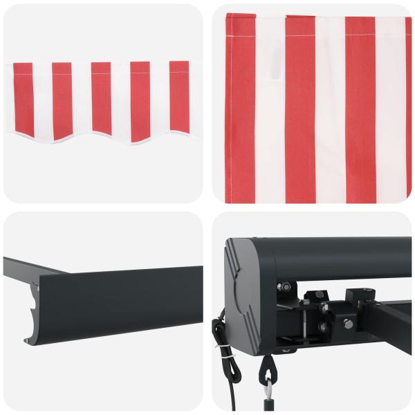 Automatische einziehbare Markise in rot-weiß gestreift 300x250 cm