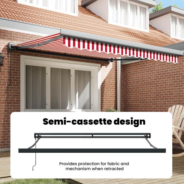 Automatische einziehbare Markise in rot-weiß gestreift 300x250 cm