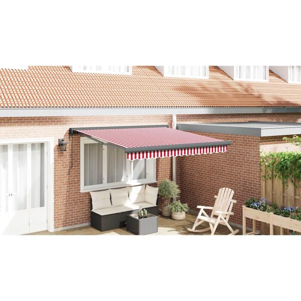 Automatische einziehbare Markise in rot-weiß gestreift 300x250 cm