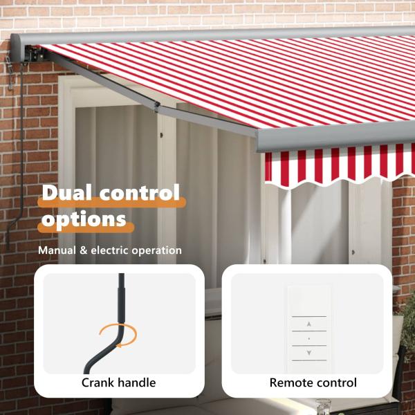 Automatische einziehbare Markise in rot-weiß gestreift 300x250 cm