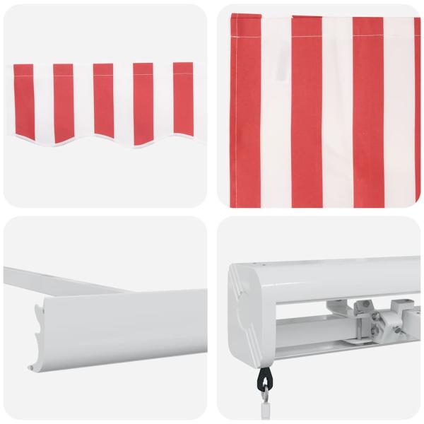 Manuelle Einziehbare Markise Rot und Weiß gestreift 350x250 cm