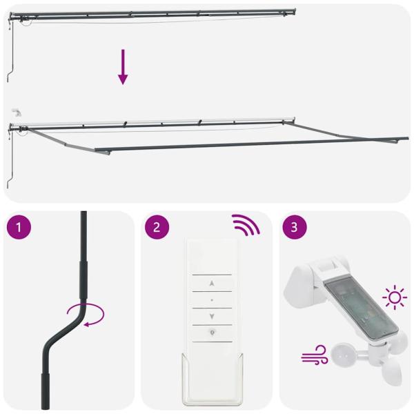 automatische einziehbare Markise mit LED in Gelb und Orange 600x300 cm