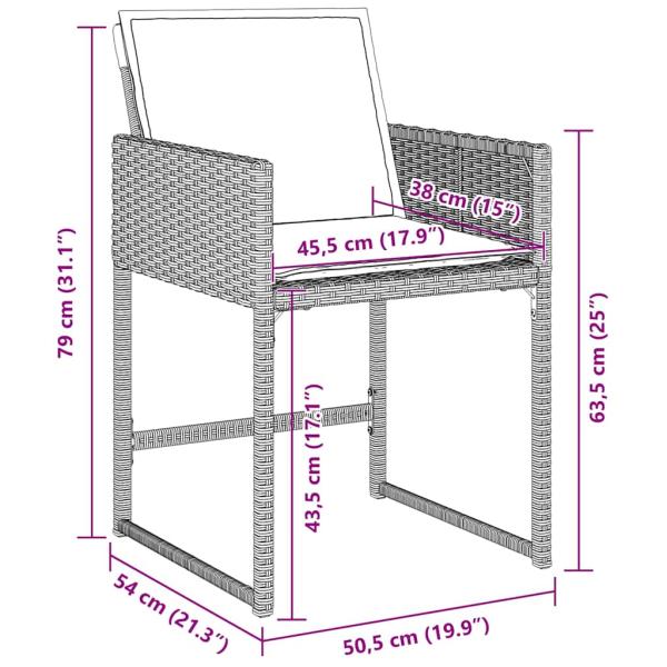 9-teiliges Garten-Ess-Set mit Kissen hellgraues Poly-Rattan