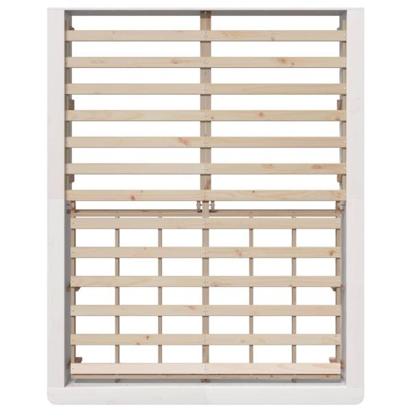 Bettgestell mit Hochklappbarem Stauraum Weiß 160x200 cm Massives Holz Kiefer