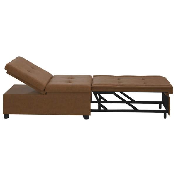 Schlafsofa 3-in-1 Auszieh-Design braunes Kunstleder