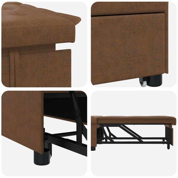 Schlafsofa 3-in-1 Auszieh-Design braunes Kunstleder