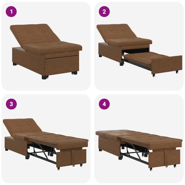 Schlafsofa 3-in-1 Auszieh-Design braunes Kunstleder